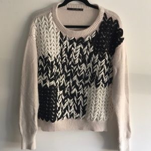 Zara knit woven blush sweater